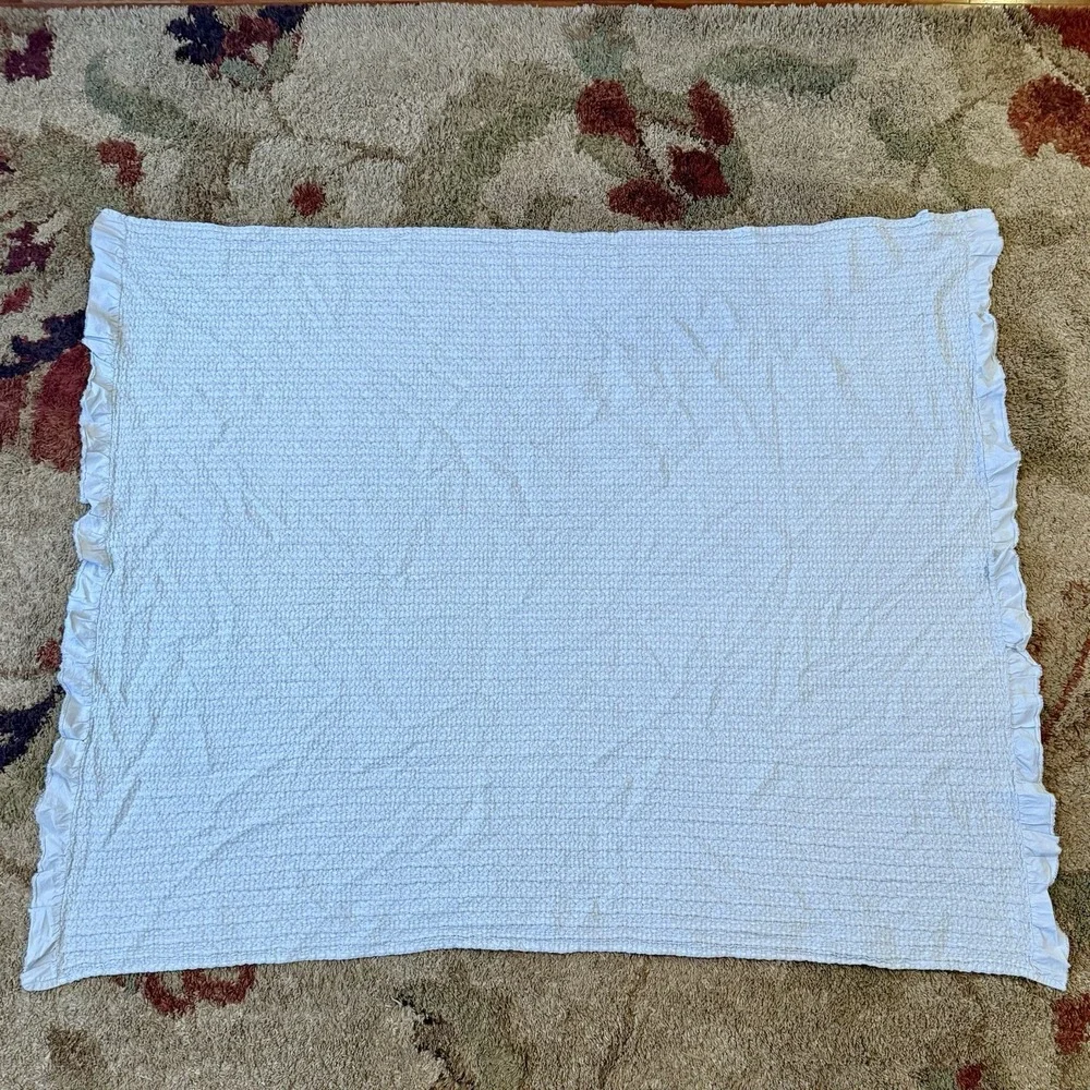 INUP Home Throw Blanket Cream Waffle Weave Ruffle Shabby Edge Coverlet‎ 64x52